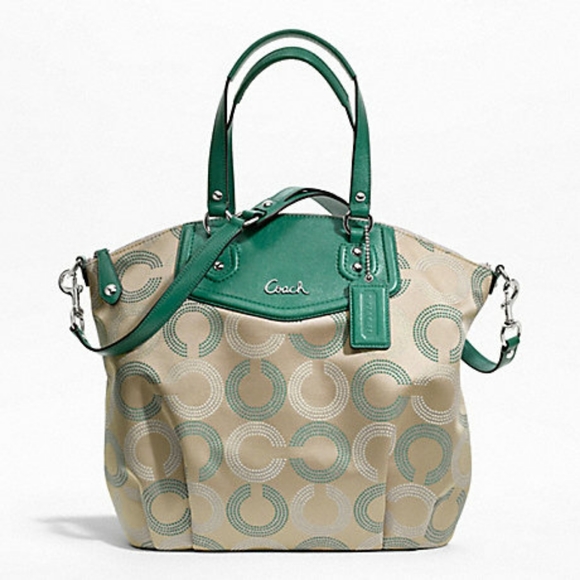 Coach Ashley Dotted OP Art North South Satchel Bag - Picture 1 of 16